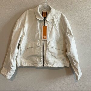 Timberland White Jacket with Orange Label